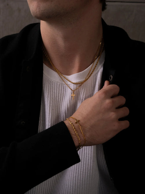 CROSS X ROPE 3MM SET | 18K Goud
