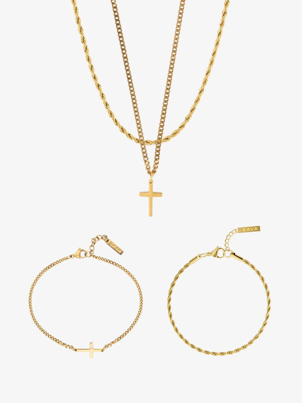 CROSS X ROPE 3MM SET | 18K Goud