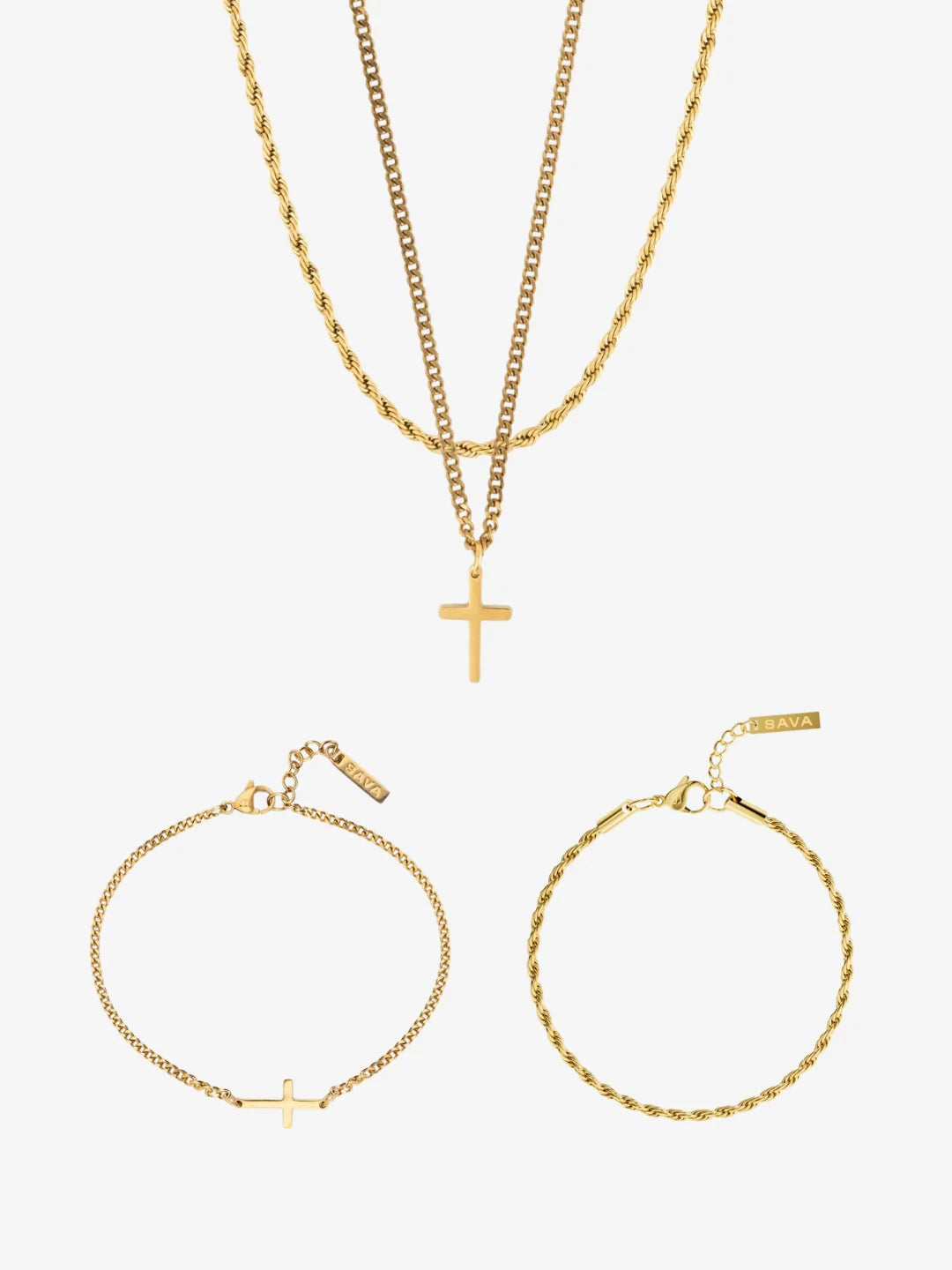 CROSS X ROPE 3MM SET | 18K Goud