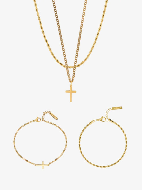 CROSS X ROPE 3MM SET | 18K Goud