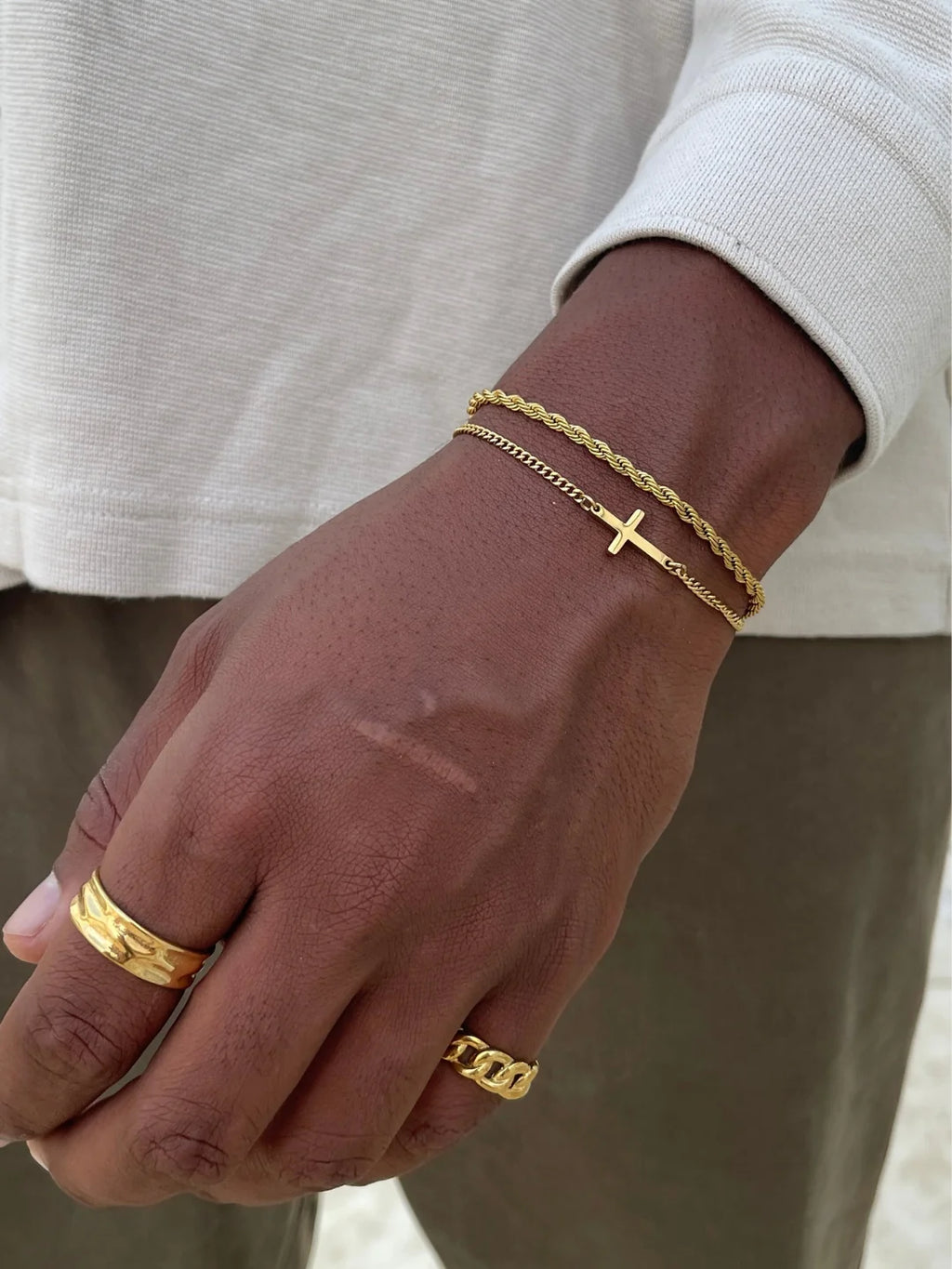 CROSS X ROPE 3MM SET | 18K Goud