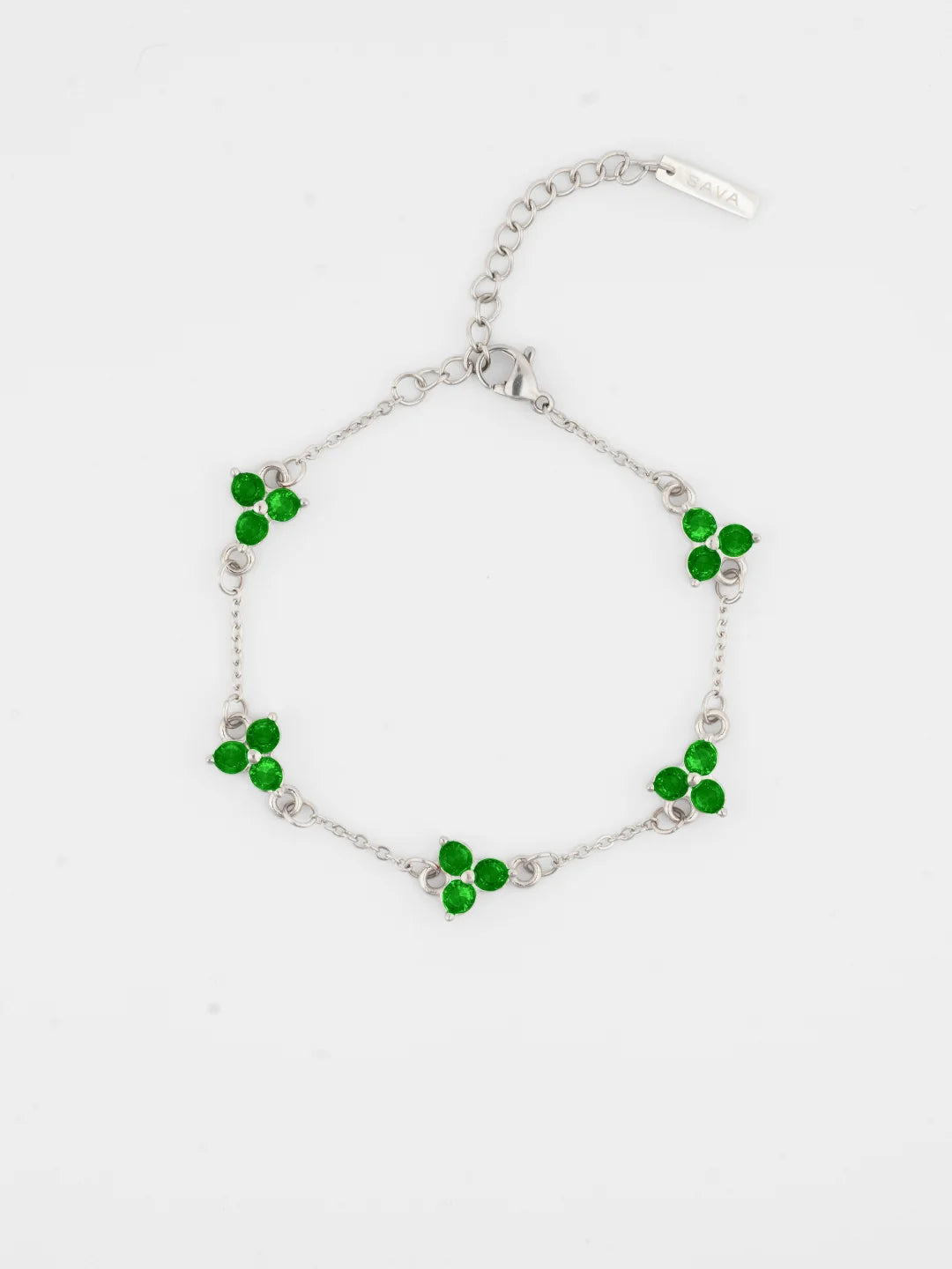 GREEN CLOVER BRACELET | Zilver