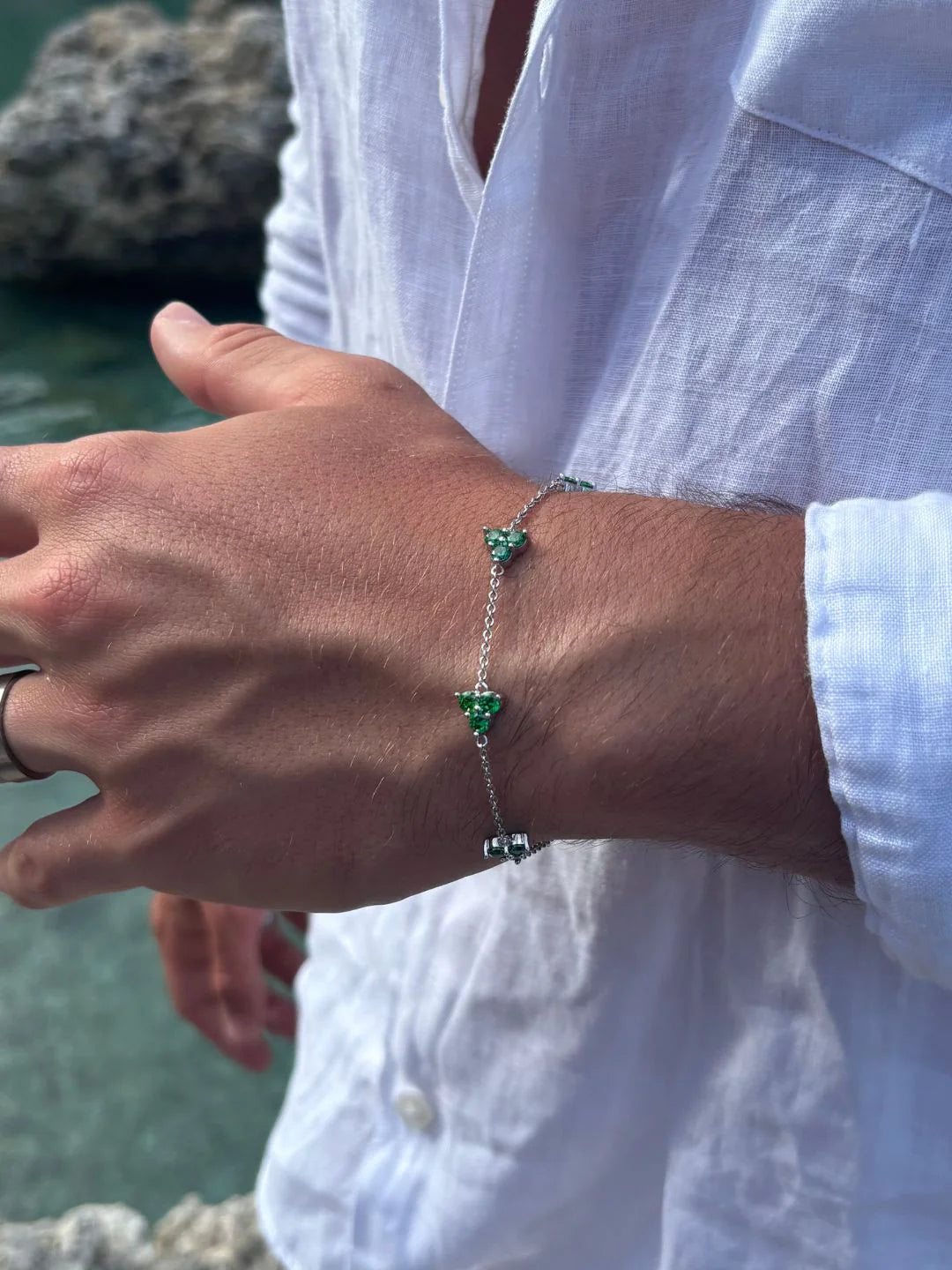 GREEN CLOVER BRACELET | Zilver
