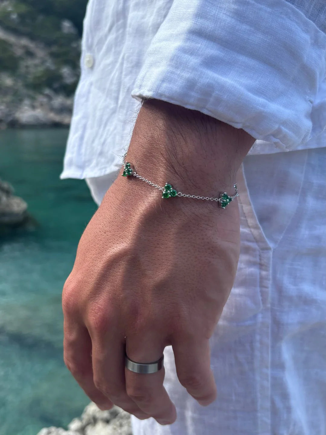 GREEN CLOVER BRACELET | Zilver